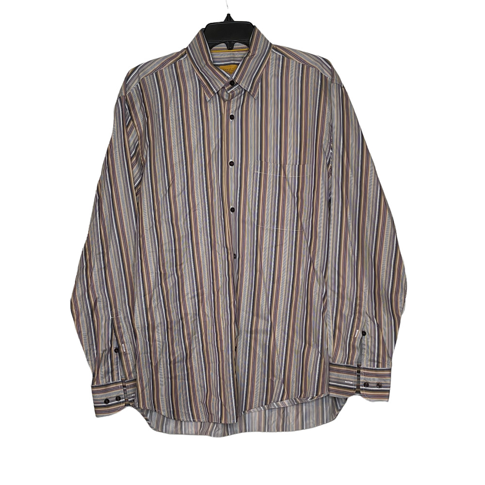 Robert‎ Talbott Carmel Mens Shirt Size Large Multi-Color Striped 100% Cotton
